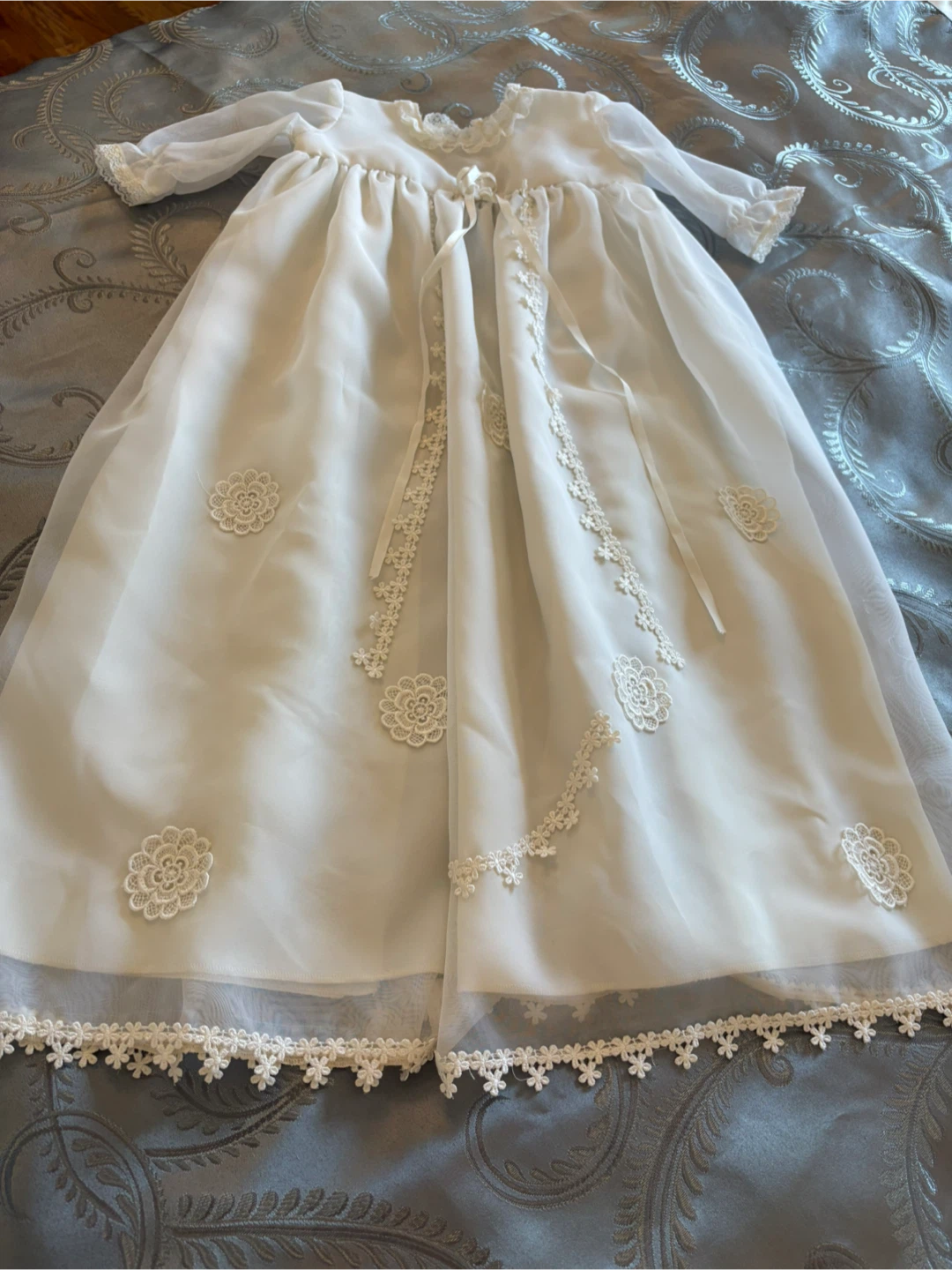 Angelina Baby Baptism Gown and Bonnet Set