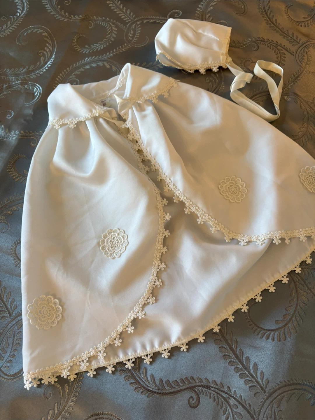 Angelina Baby Baptism Gown and Bonnet Set - photo 2