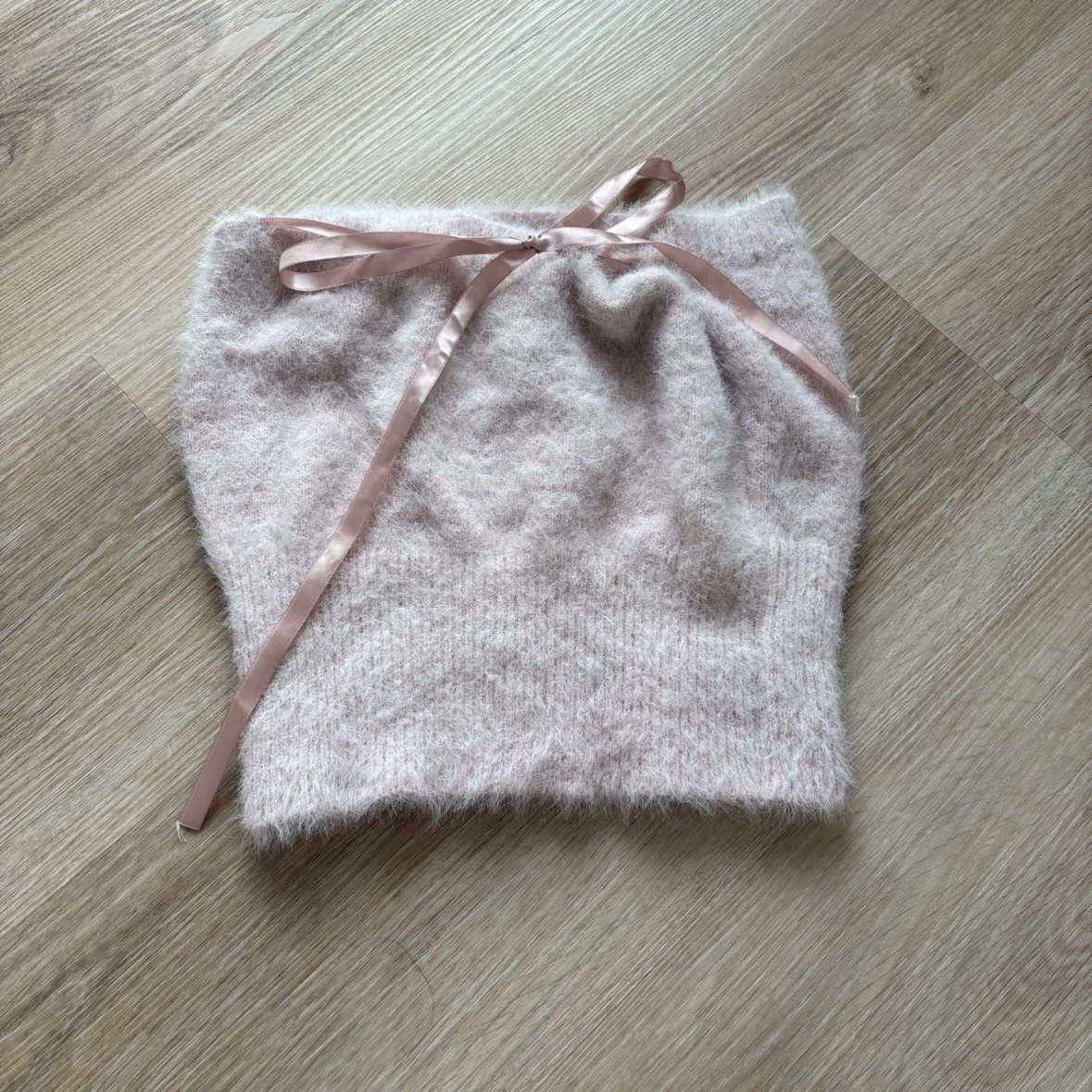 New 2 Piece Pink fuzzy shrug with ribbon detail