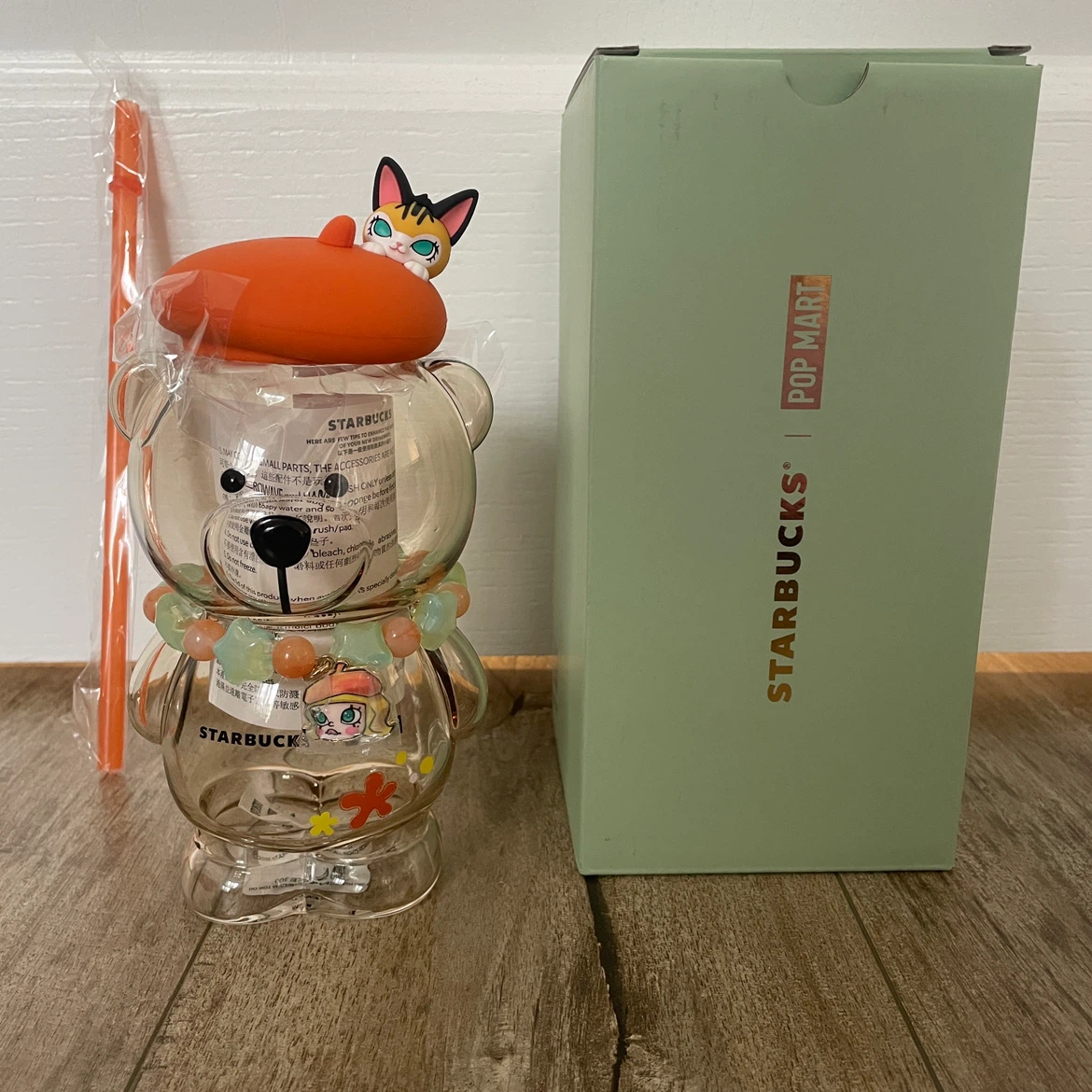 BRAND NEW 🥕 Starbucks x POP MART MOLLY Bearista Glass Cold Cup - photo 2