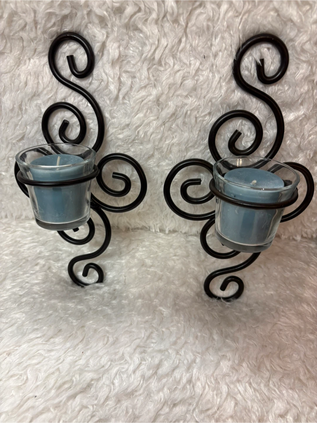 Set of Two Black Metal Wall Sconces