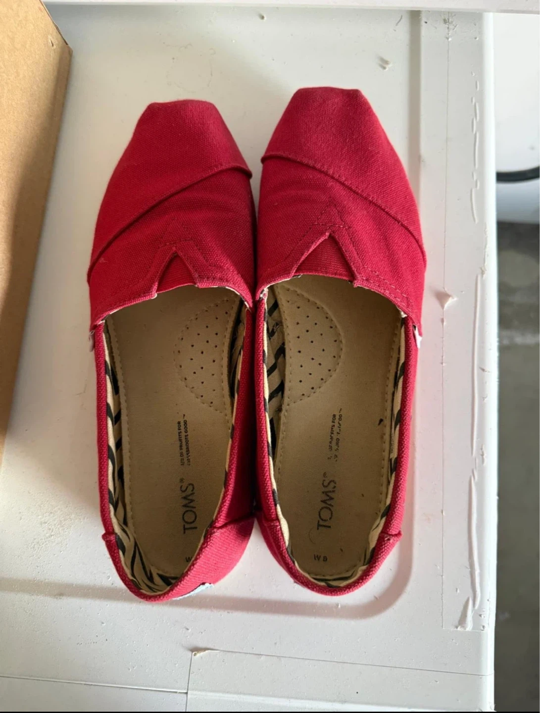 TOMS Red Canvas Flats 🏈