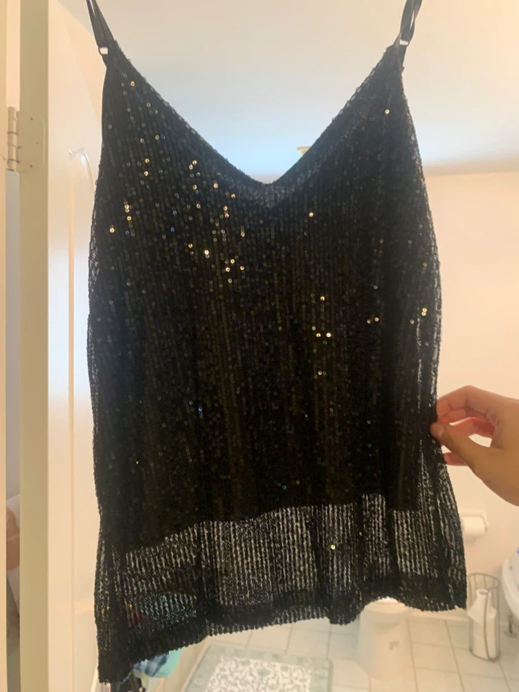 New Collection Black Sequin Cami