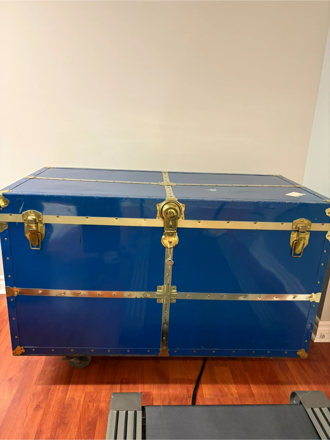 Large Blue Storage Trunk with Brass-Tone Accents - photo 2