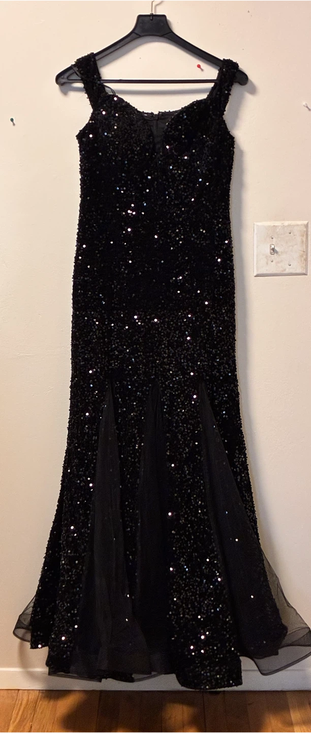 Black Sequin Evening Gown