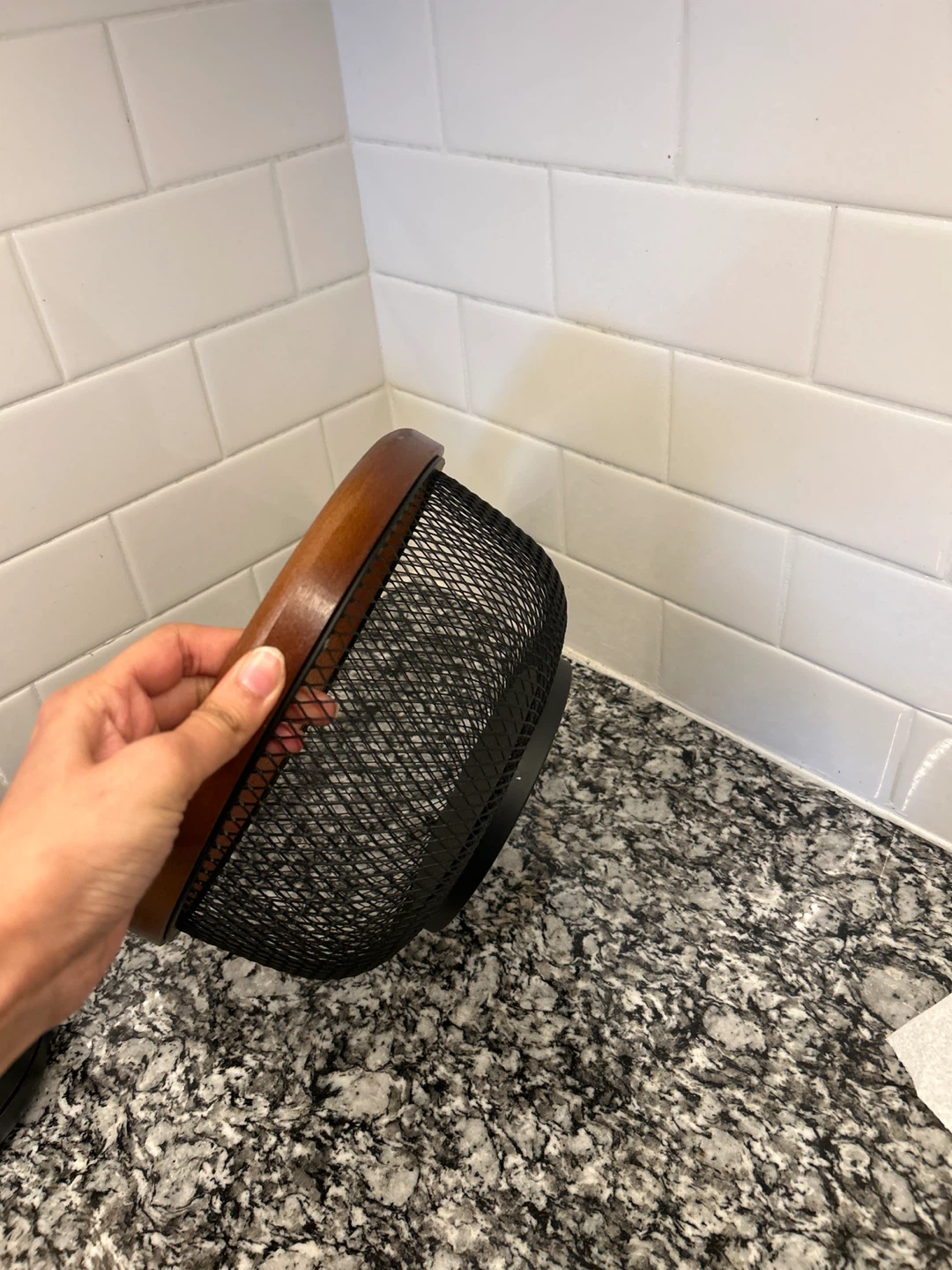 Black Mesh Fruit Bowl with Wooden Rim - photo 2