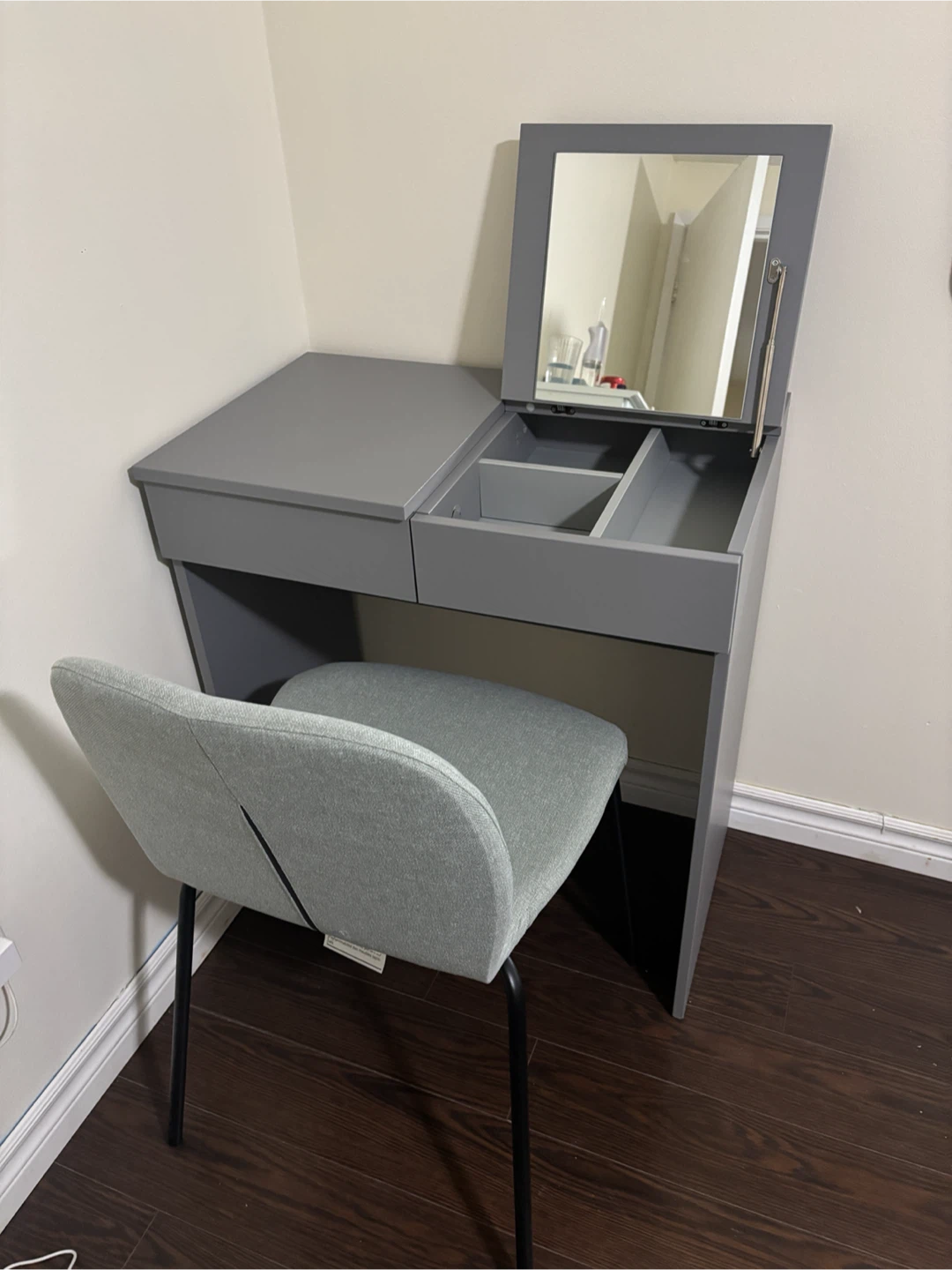 Modern Grey Flip-Top Vanity and Seat light green from IKEA - photo 2