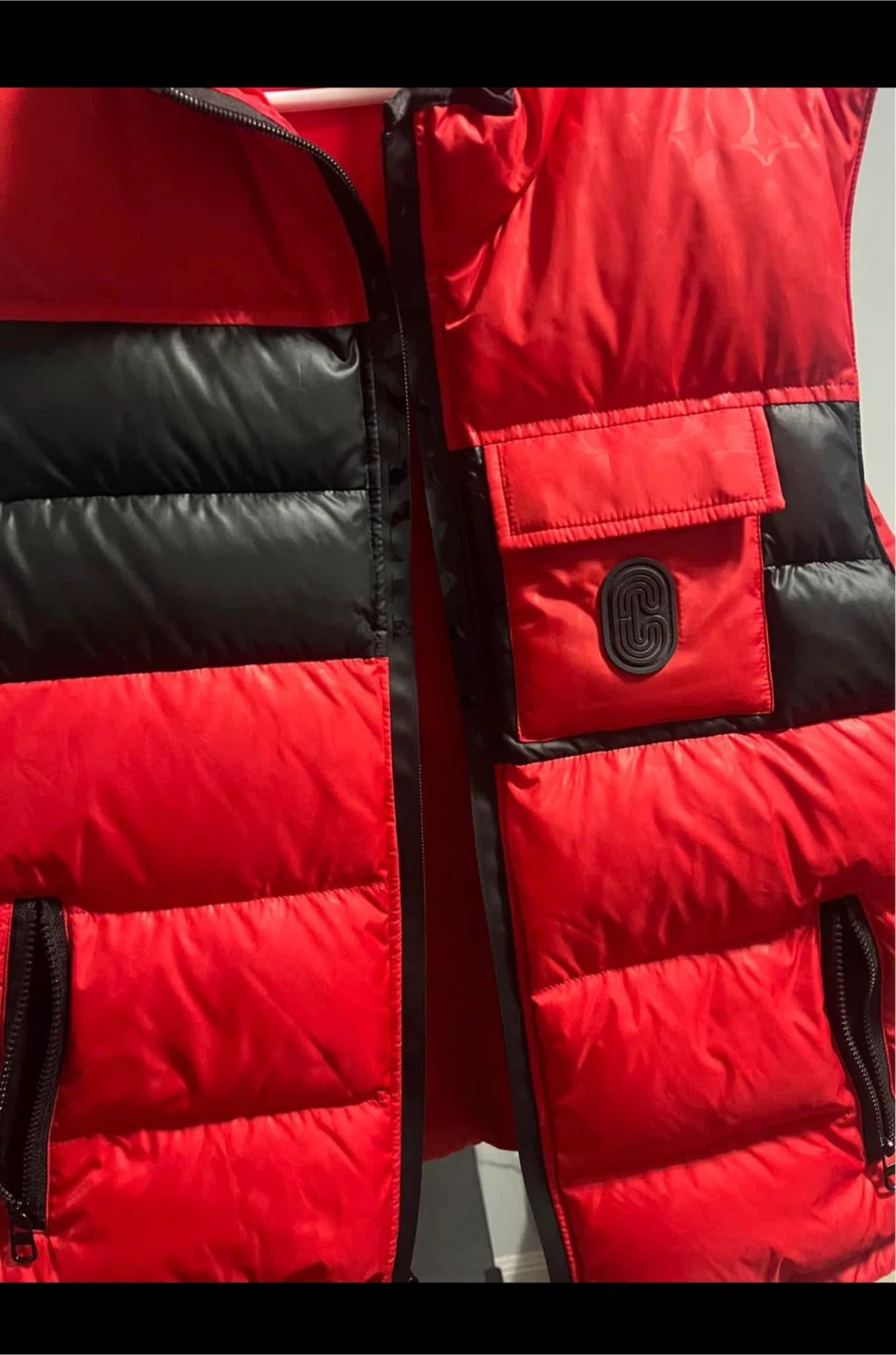Coach Red and Black Puffer Vest