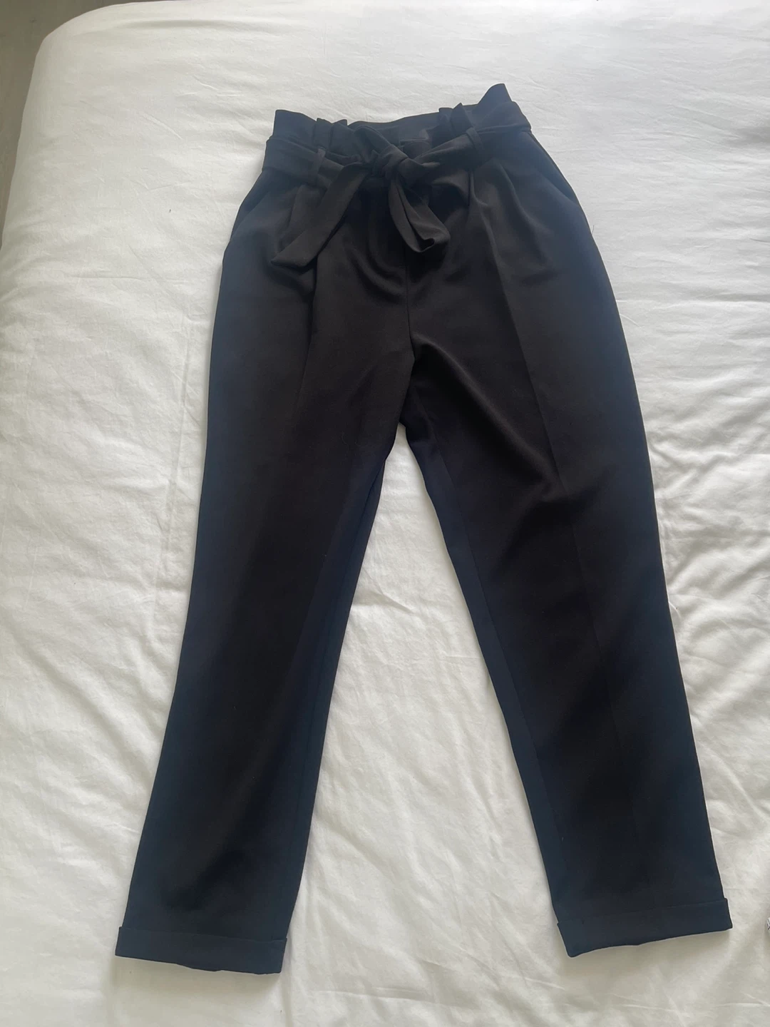 🏈Black paper bag waist pants