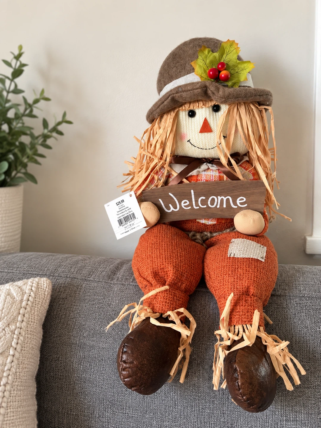 New Fall Scarecrow Welcome Decor – Autumn Harvest Decoration