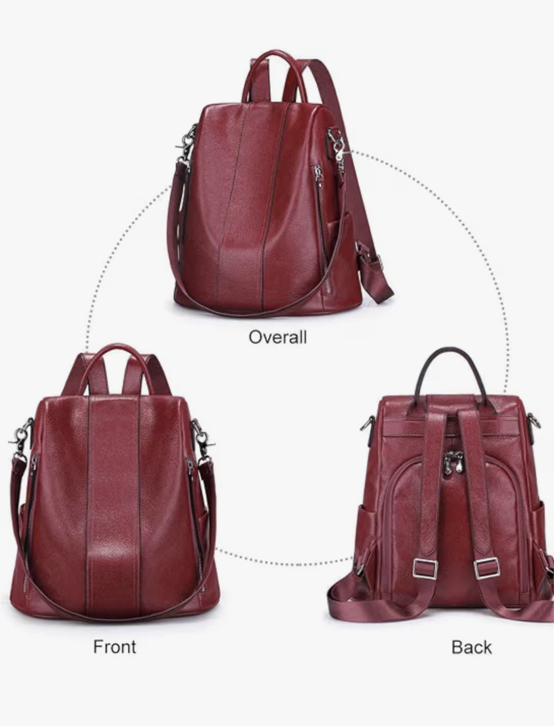 Red Leather Convertible Backpack - photo 3