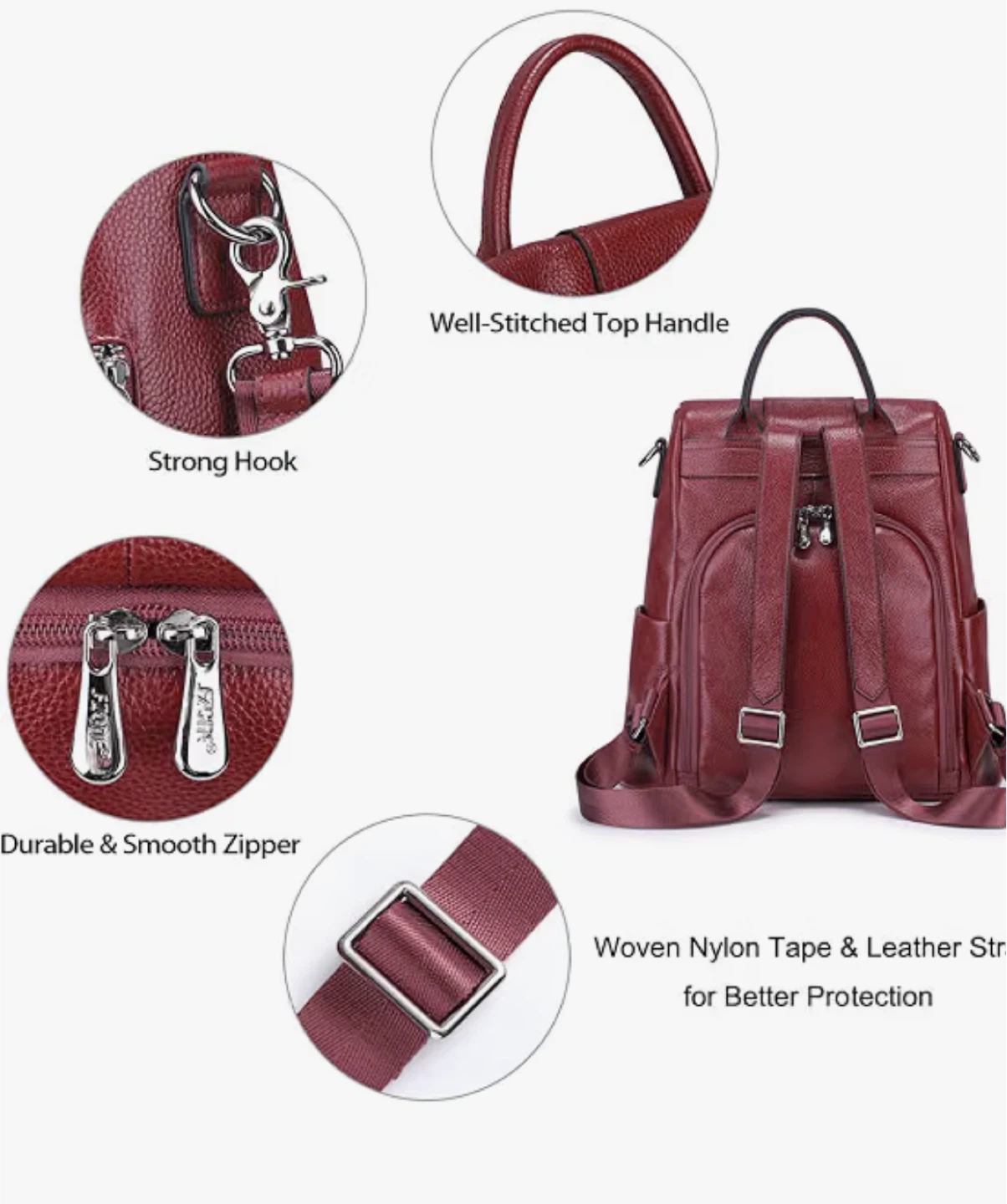 Red Leather Convertible Backpack - photo 4
