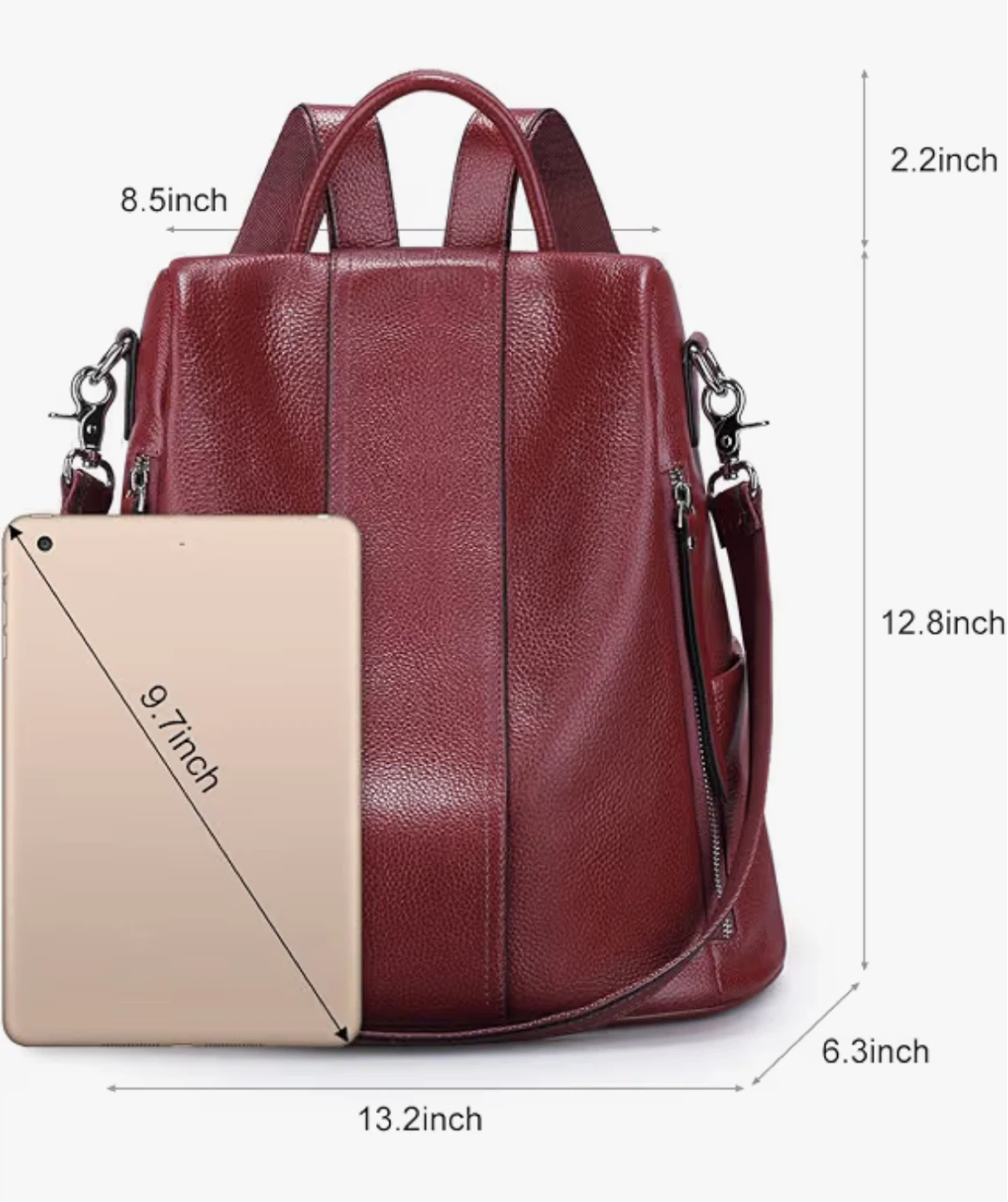 Red Leather Convertible Backpack - photo 5