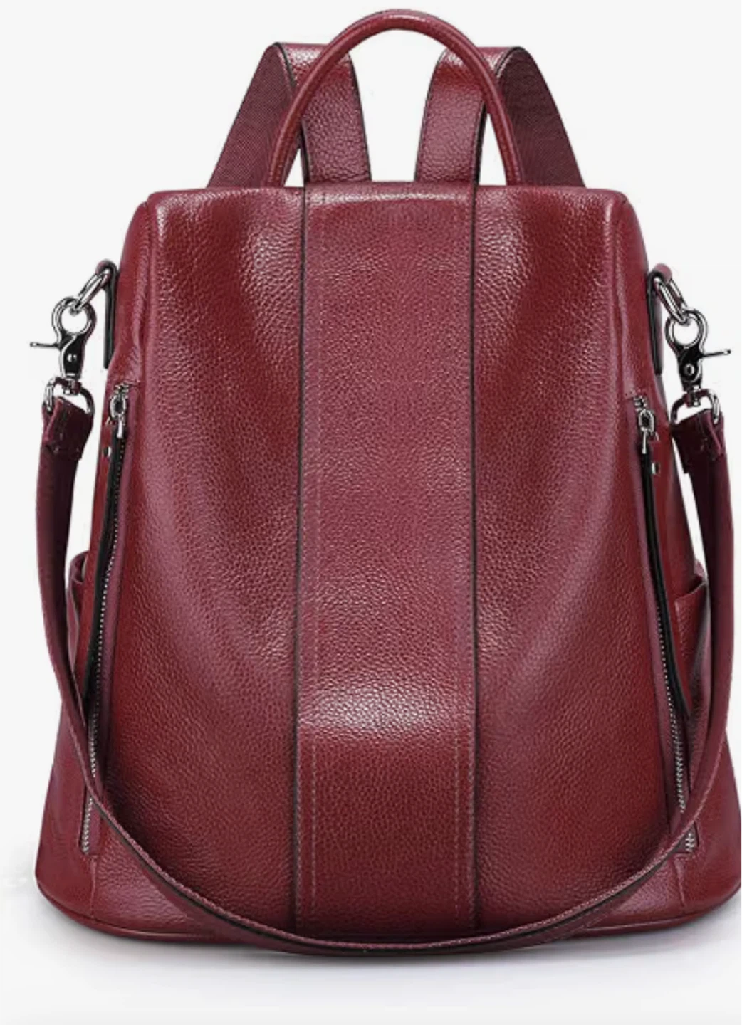 Red Leather Convertible Backpack - photo 2