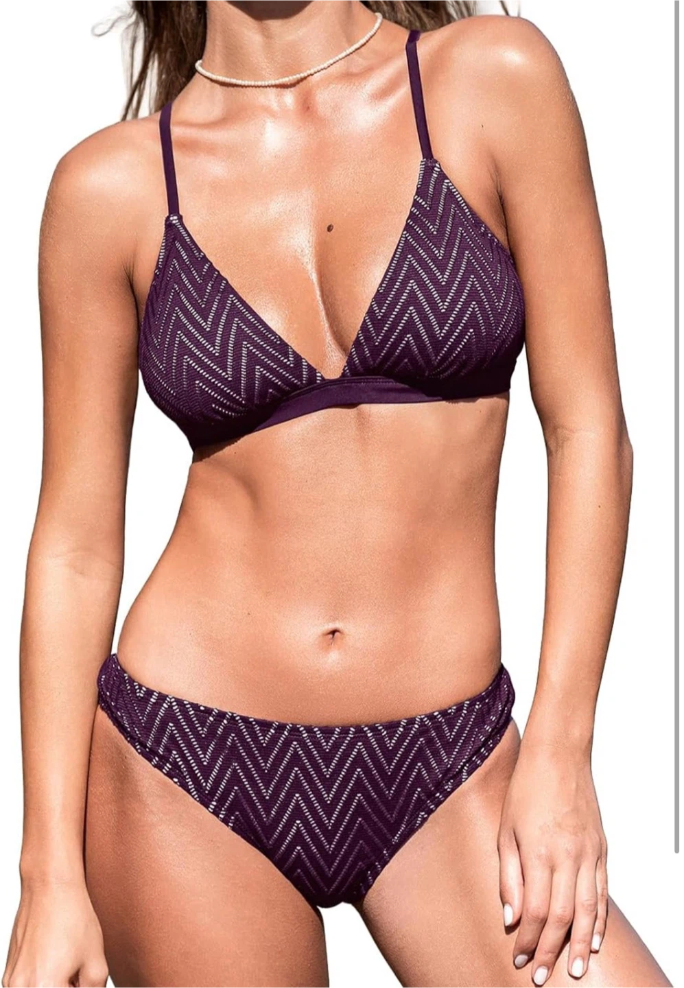 🏈 NWT CUPSHE Chevron Pattern Bikini Set M - photo 4