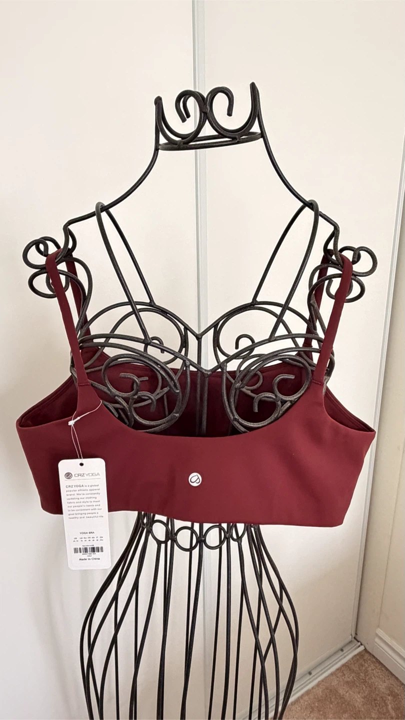 🏈 NWT CRZ YOGA Red Merlot Yoga Bra - Size XL - photo 2