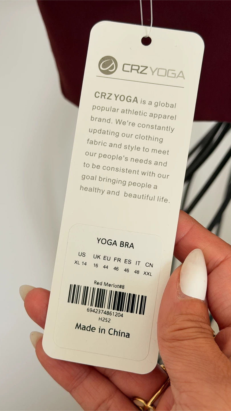 🏈 NWT CRZ YOGA Red Merlot Yoga Bra - Size XL - photo 5