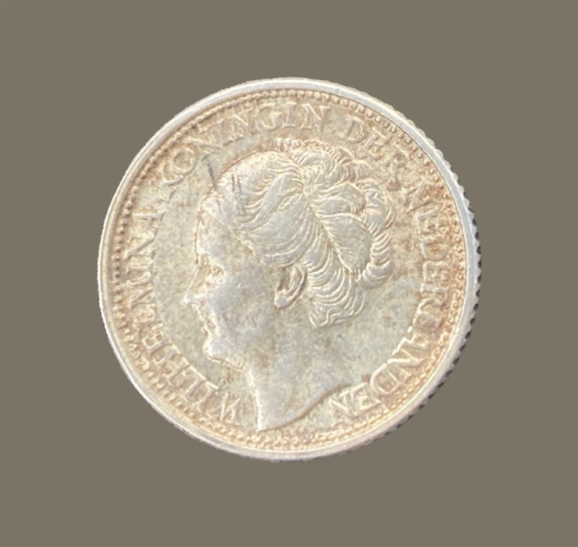1943 silver Netherlands 25 Cents Coin