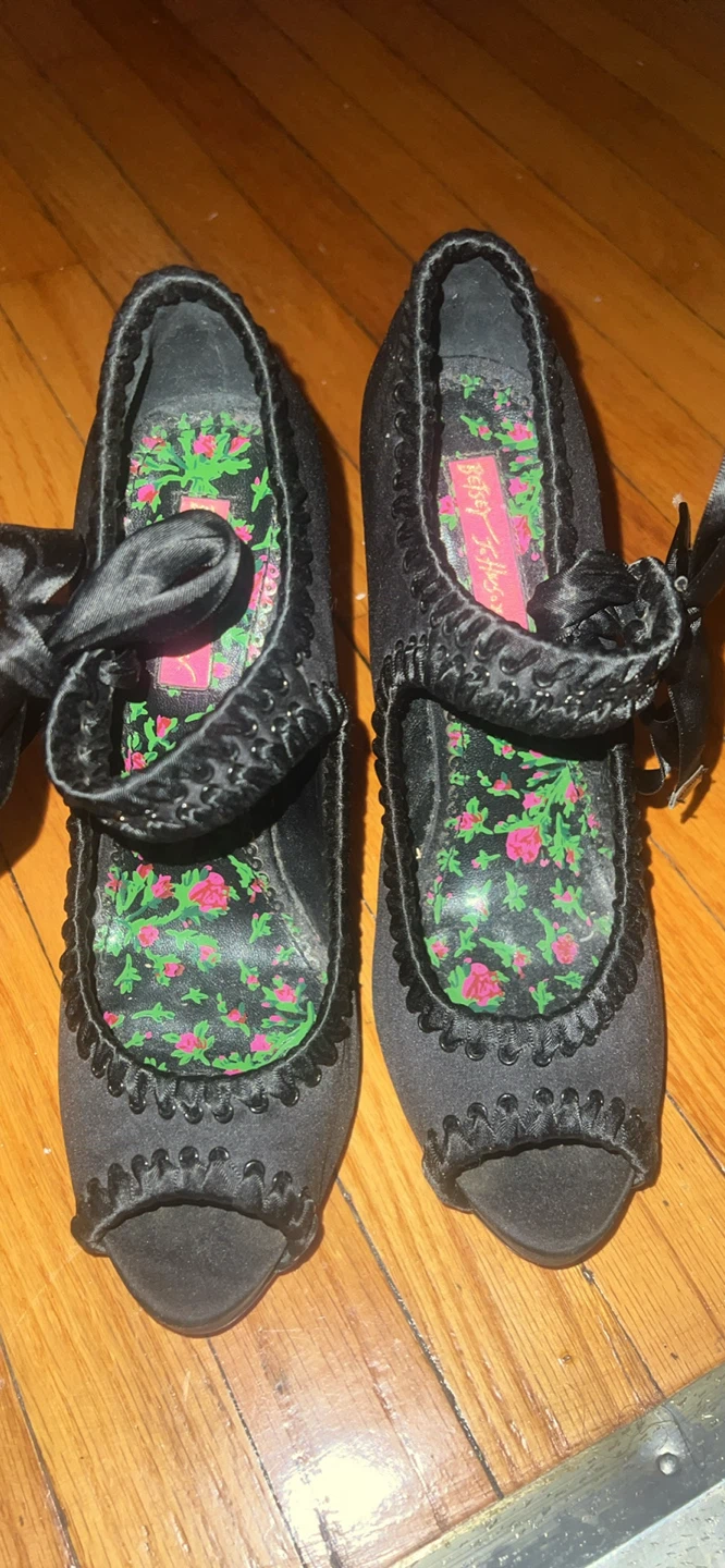 Betsey Johnson Black Peep-Toe Heels SIZE 6.5