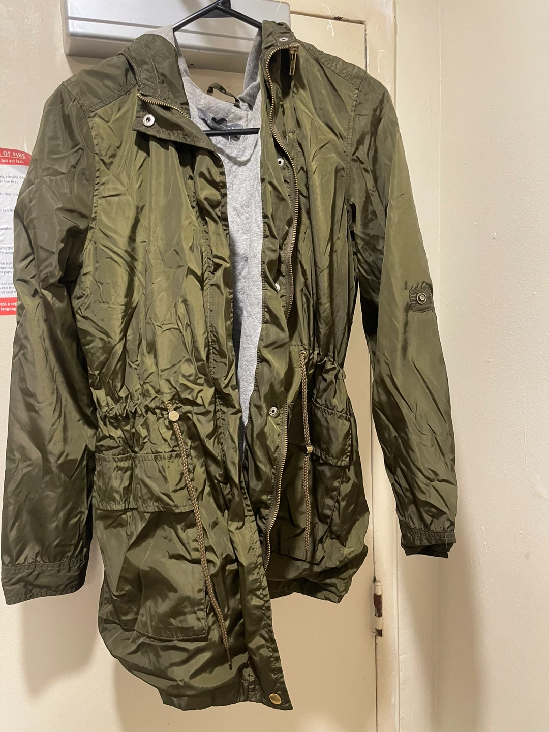 Olive green jacket with hood