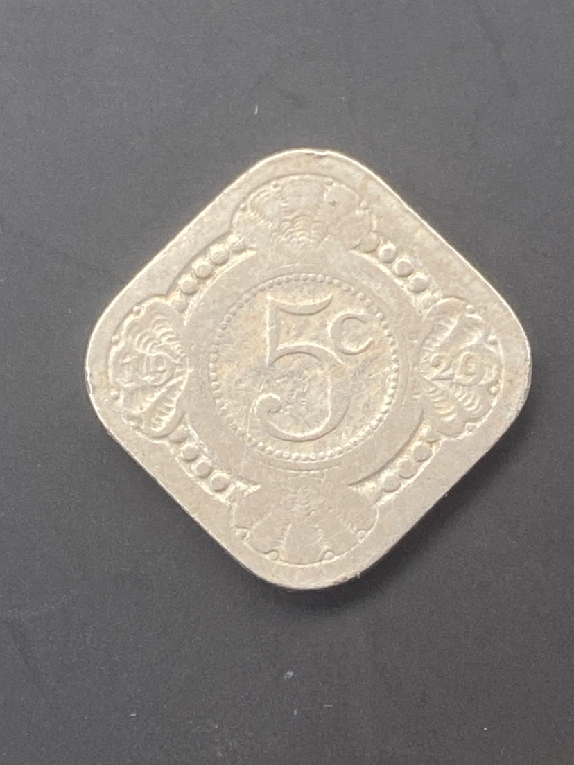 Vintage 1929 Netherlands 5 Cent Coin - photo 2