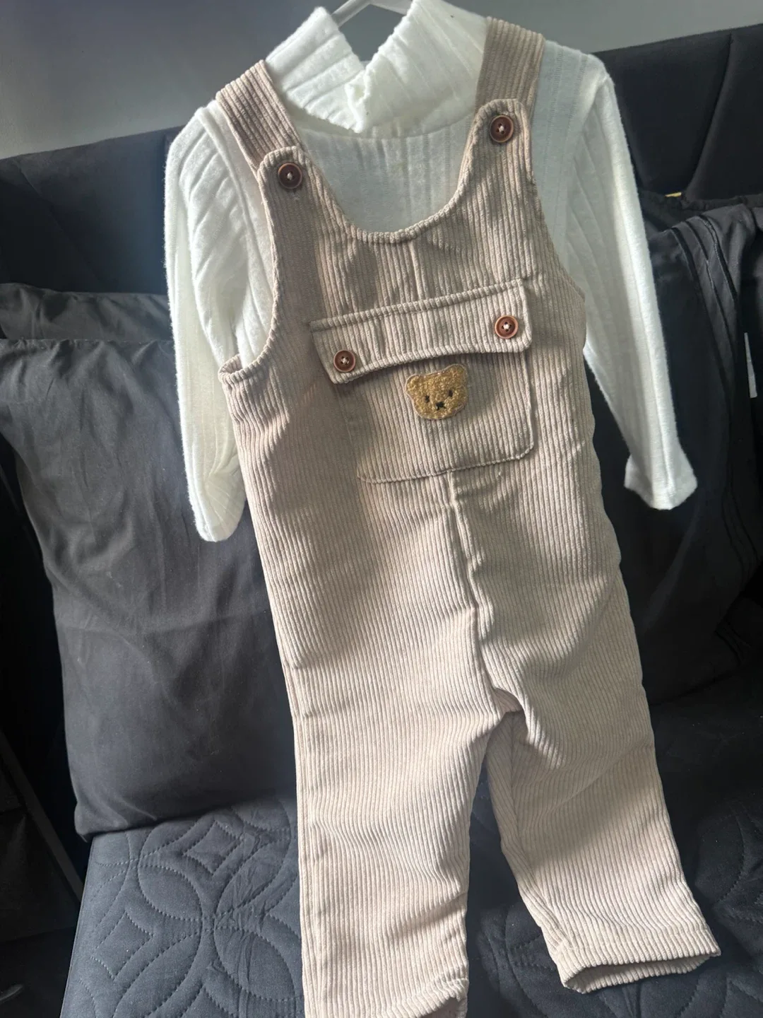 Toddler Corduroy Overalls and Shirt Set