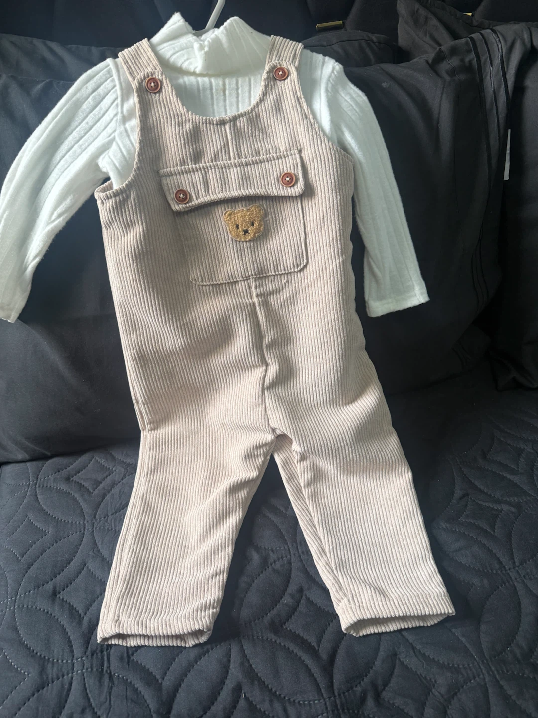Toddler Corduroy Overalls and Shirt Set - photo 2