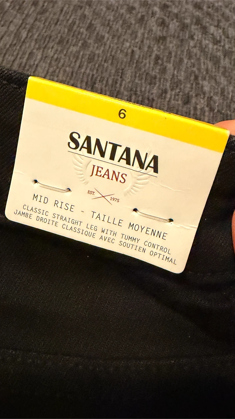 🏈 Santana Jeans Black Mid Rise Straight Leg Size 6 - photo 2