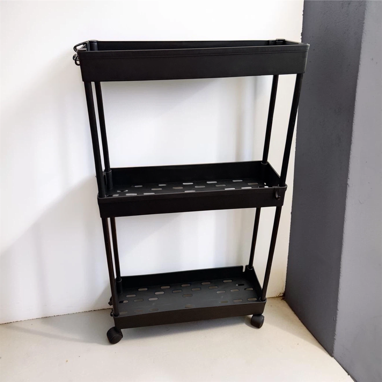 🏈 New 3-Tier Black Slim Rolling Storage Cart