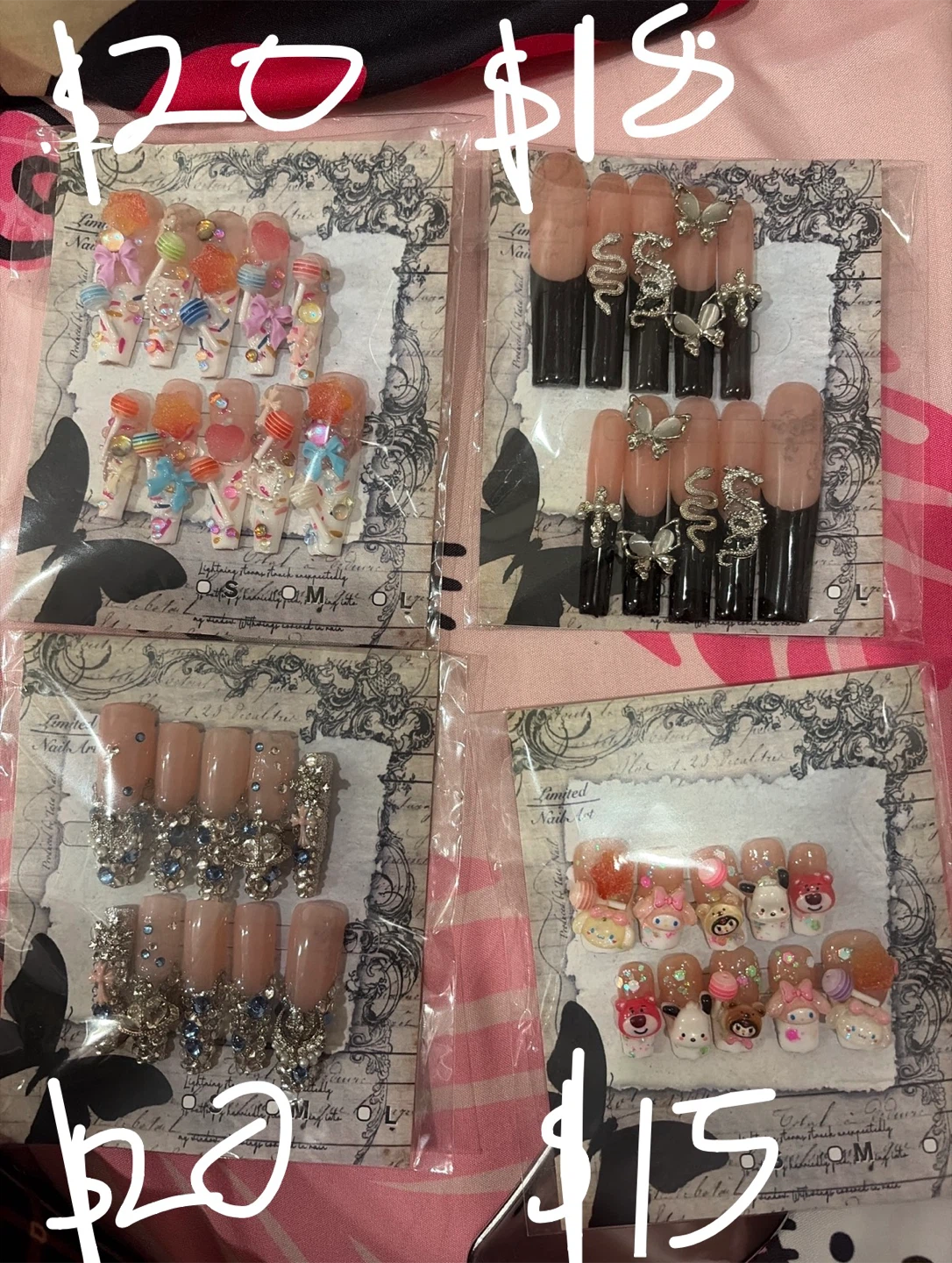 cute affordable handmade press on nails 🍭🧁🍰🍡