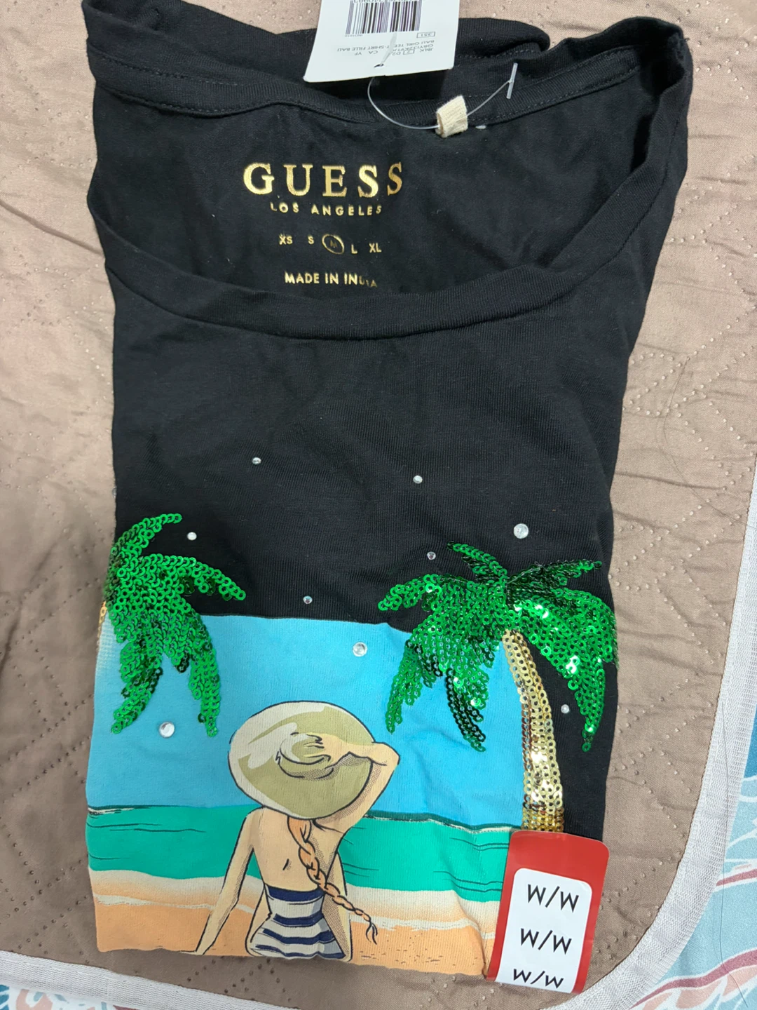 Guess Bali Girl Sequin T-Shirt Medium - photo 2
