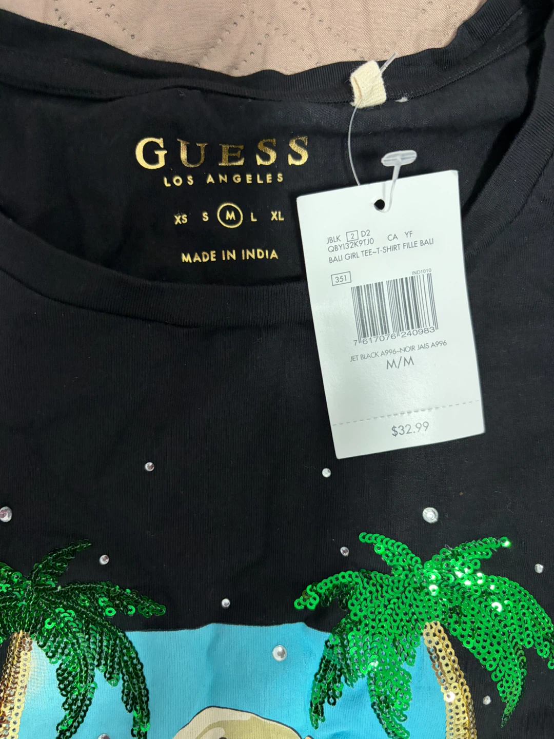 Guess Bali Girl Sequin T-Shirt Medium - photo 3