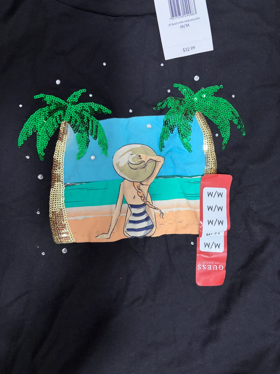 Guess Bali Girl Sequin T-Shirt Medium - photo 4