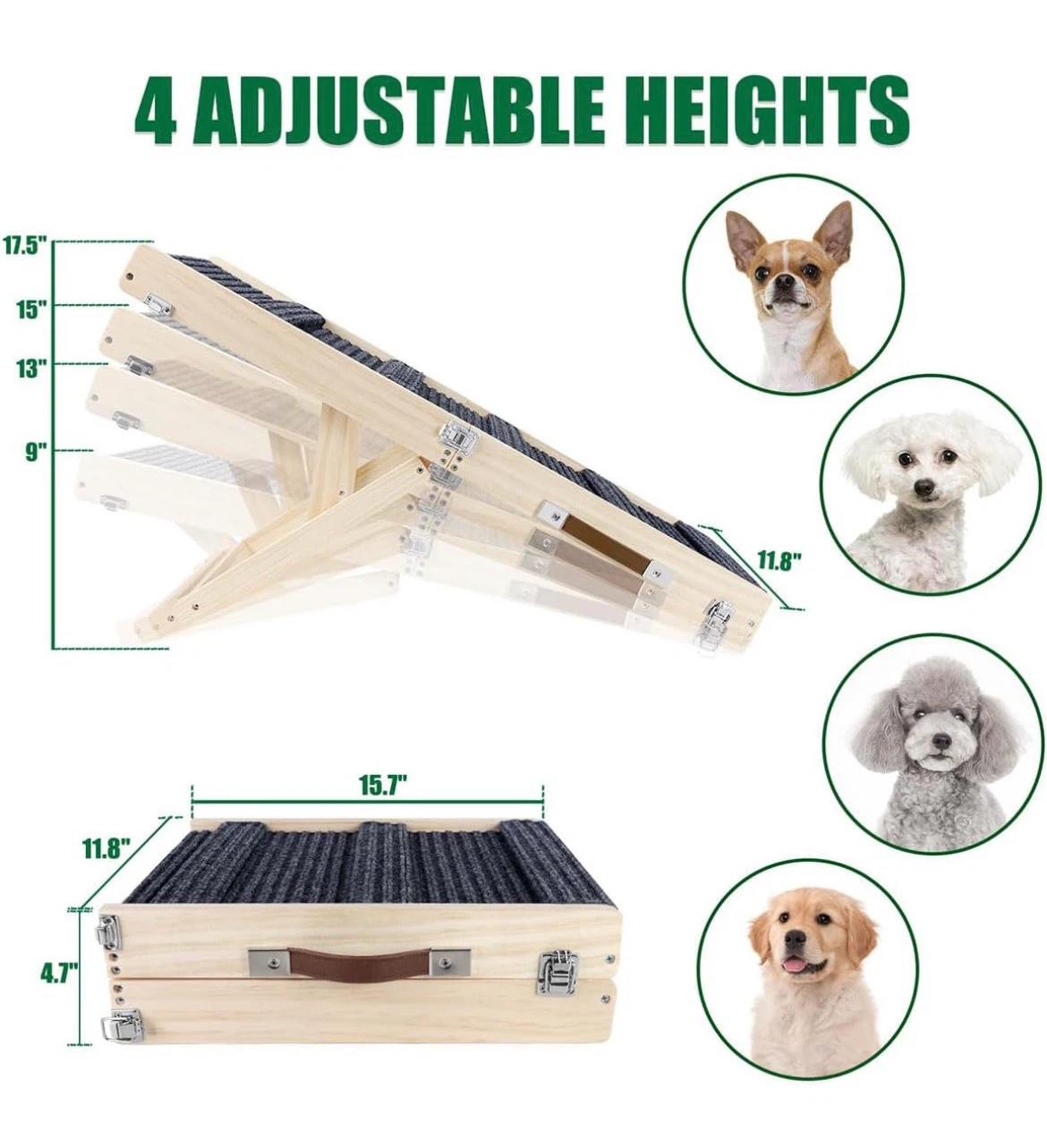 🏈 New Adjustable Wooden Dog Cat Pet Ramp - photo 3