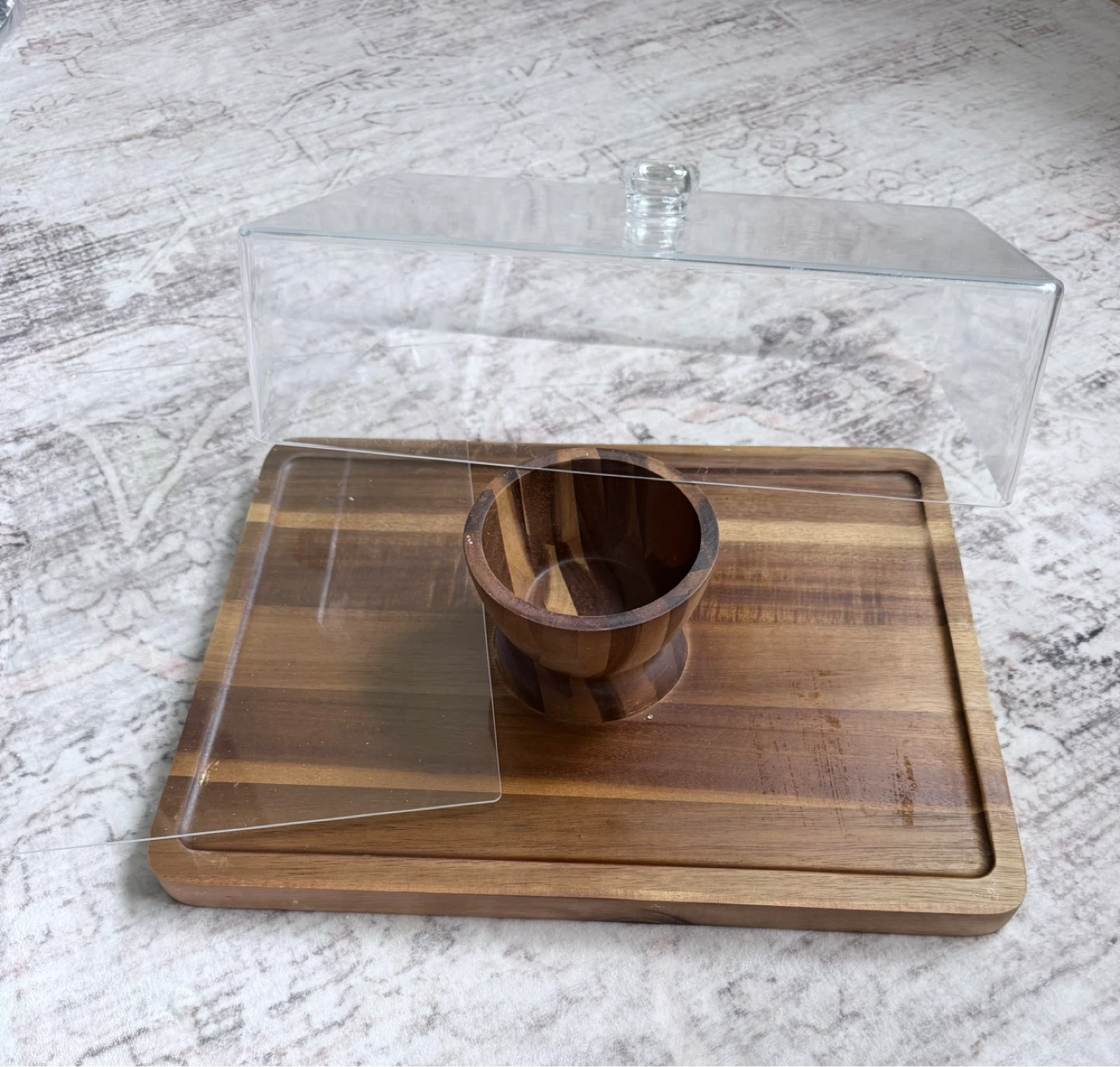 Acacia Wood Cake Stand with Lid,2-in-1 Large Rectangular Cake - photo 2
