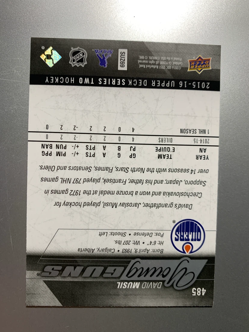 David Musil 2015-16 Upper Deck Young Guns Hockey Card - photo 2