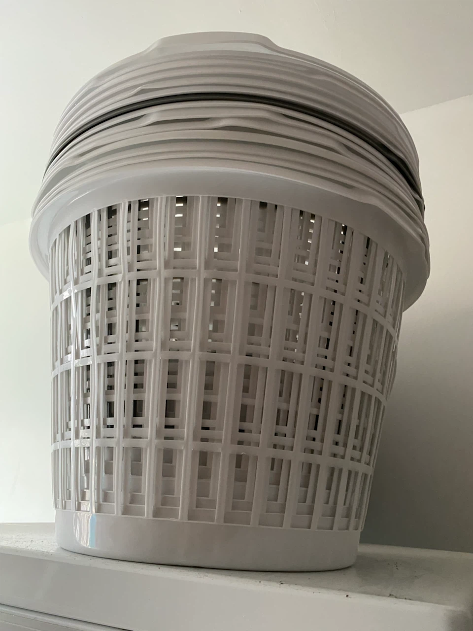 Set of 14 White Plastic Laundry Basket