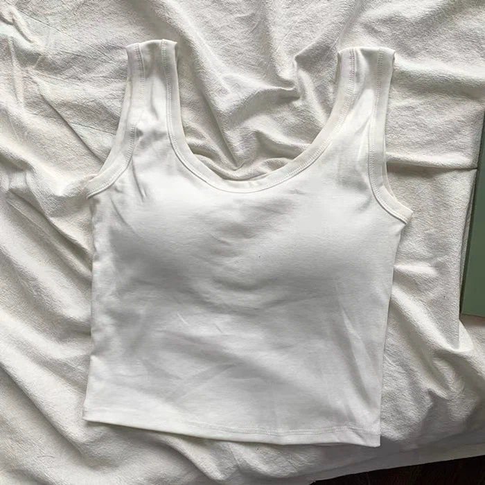 White Padded Crop Tank Top