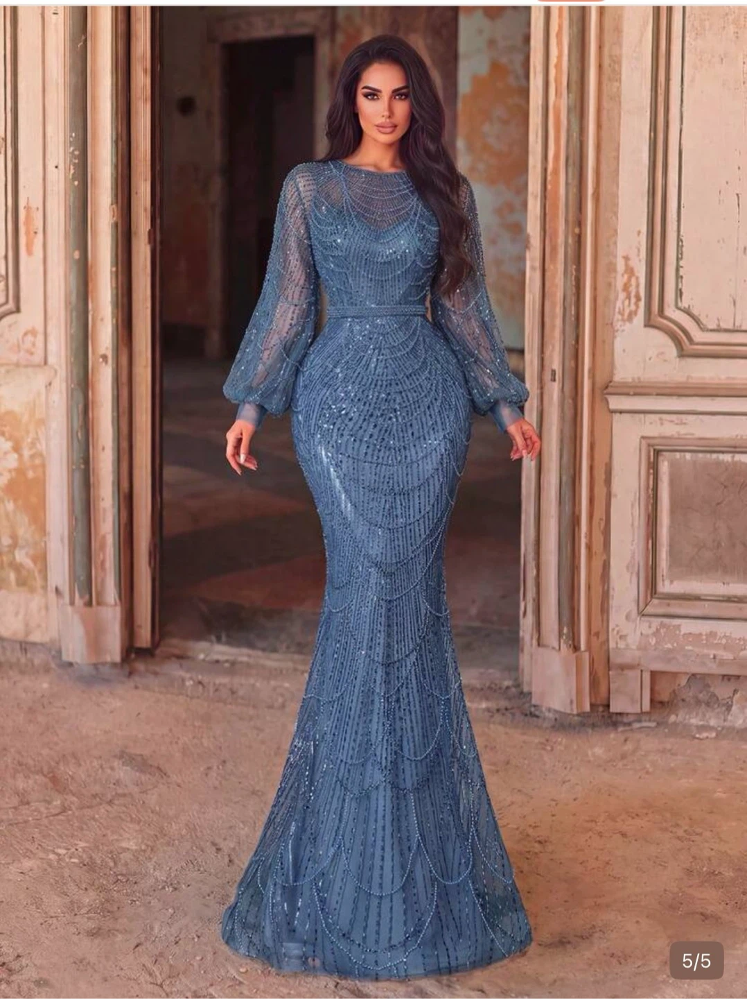 Blue Sequin Evening Gown XXL - photo 2