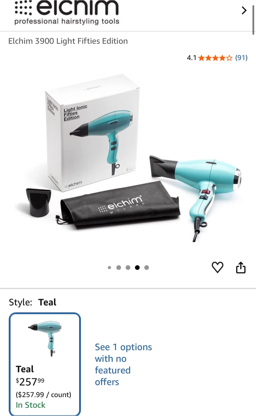 Elchim 3900 Light Ionic Hair Dryer - Teal - photo 4