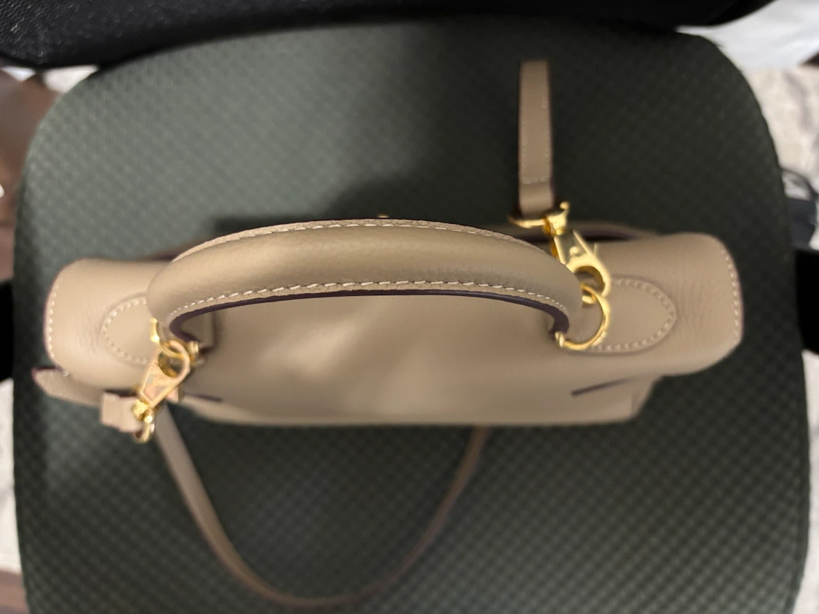 Taupe Top-Grain Leather Bag with Gold Hardware - photo 3