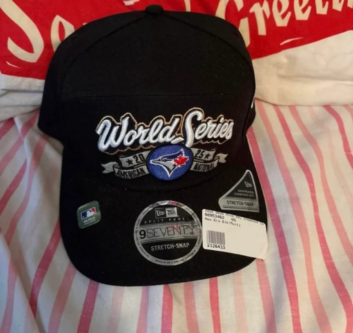 Toronto blue jays World Series hat tags on