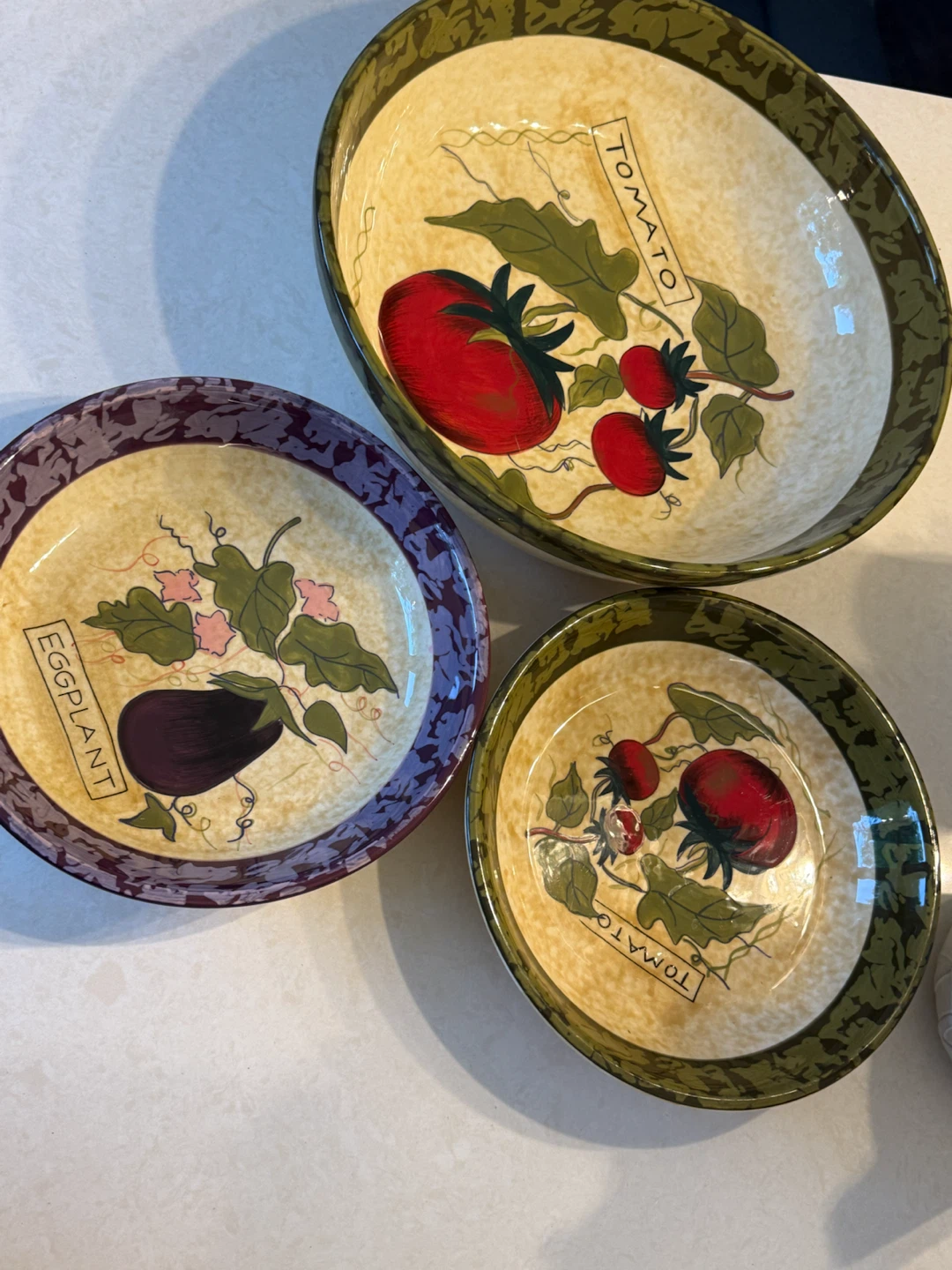 Set of 3 Vegetable Themed Serving Bowls