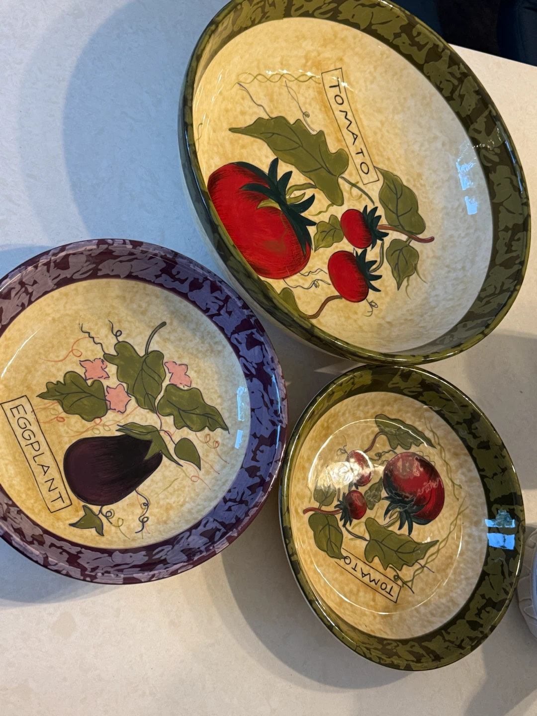 Set of 3 Vegetable Themed Serving Bowls - photo 2