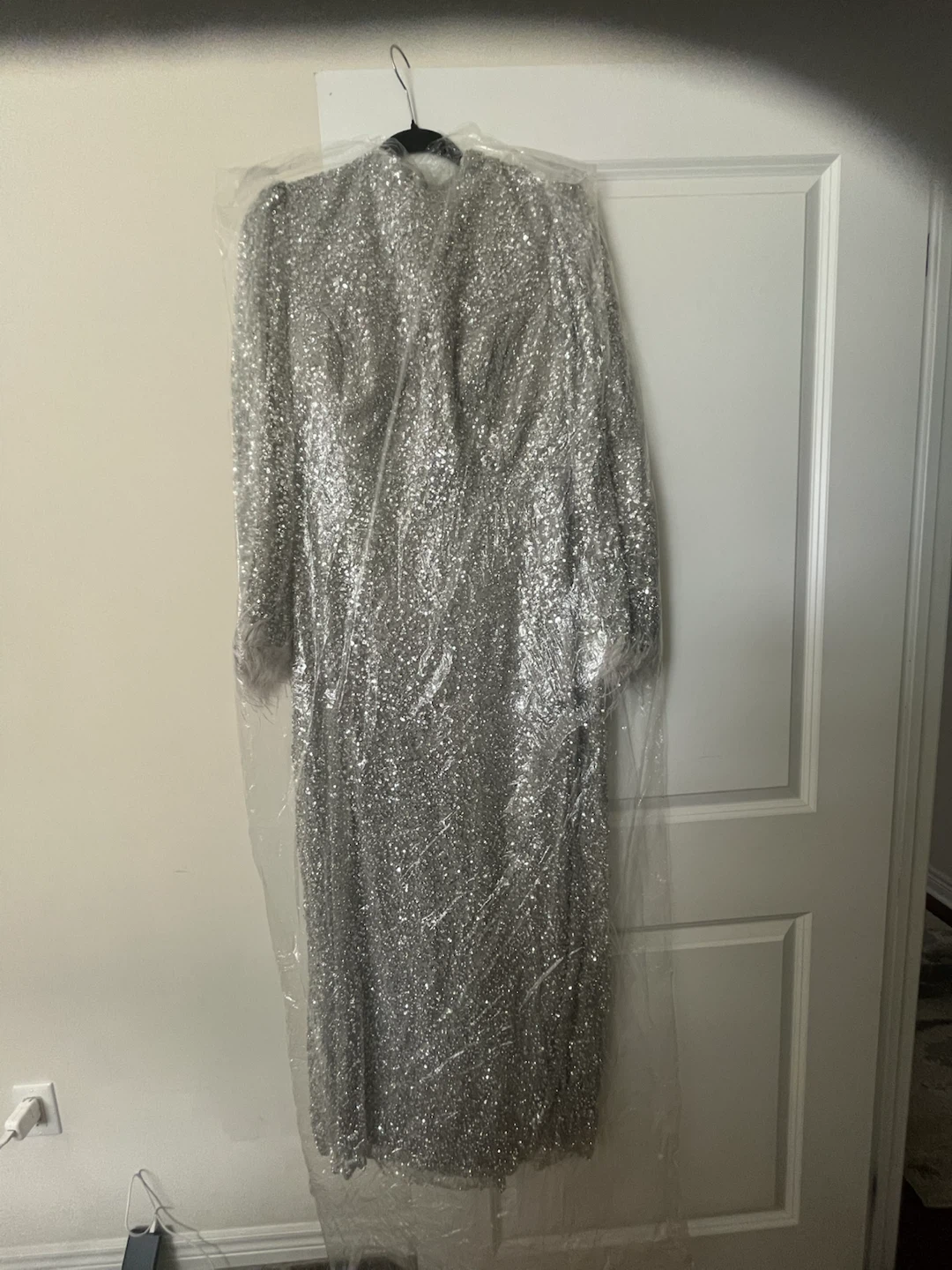 Silver sequin long sleeve dress