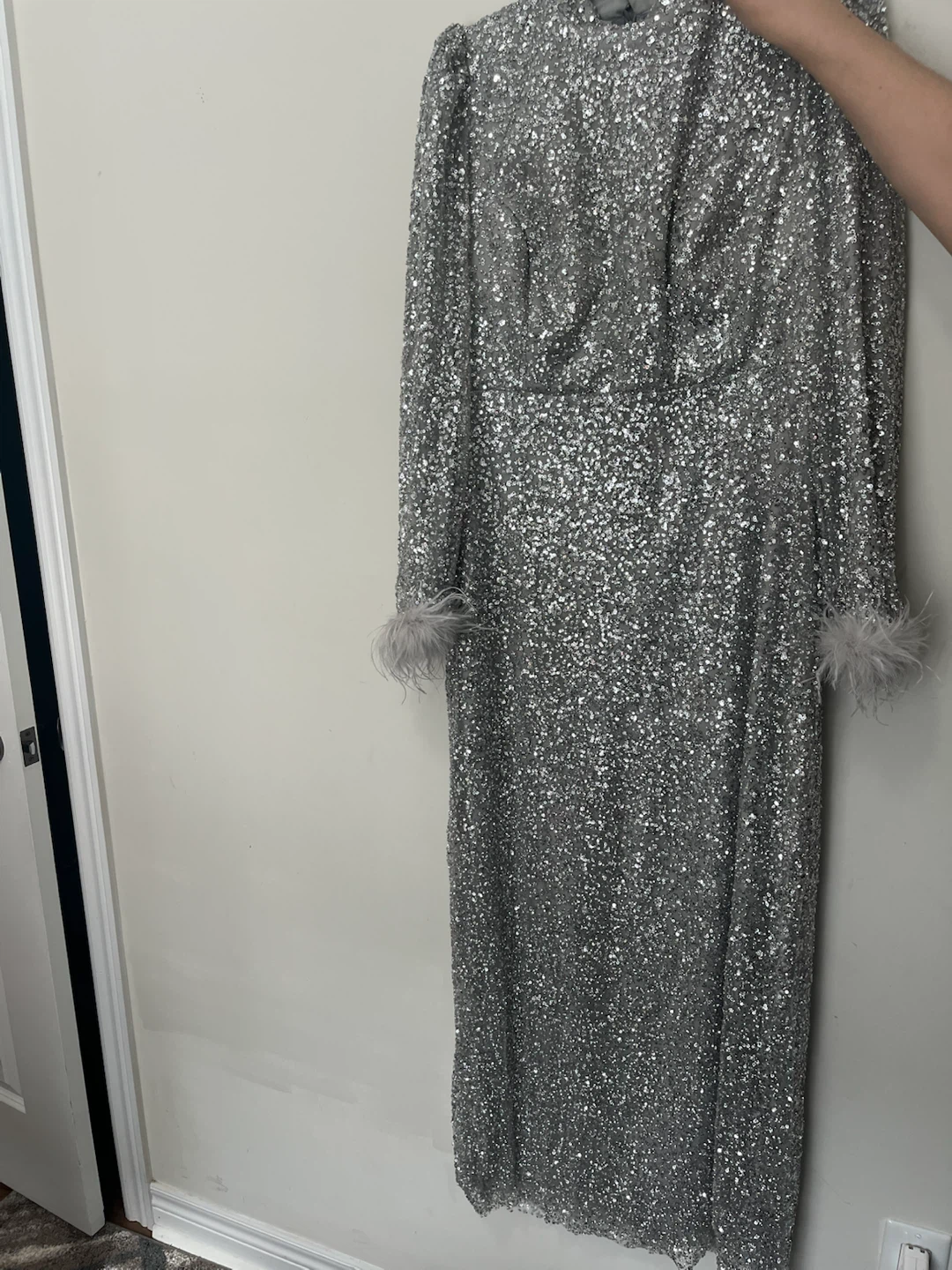 Silver sequin long sleeve dress - photo 3