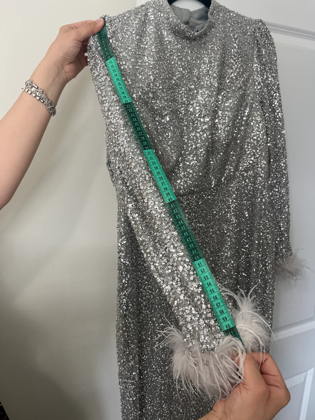 Silver sequin long sleeve dress - photo 5