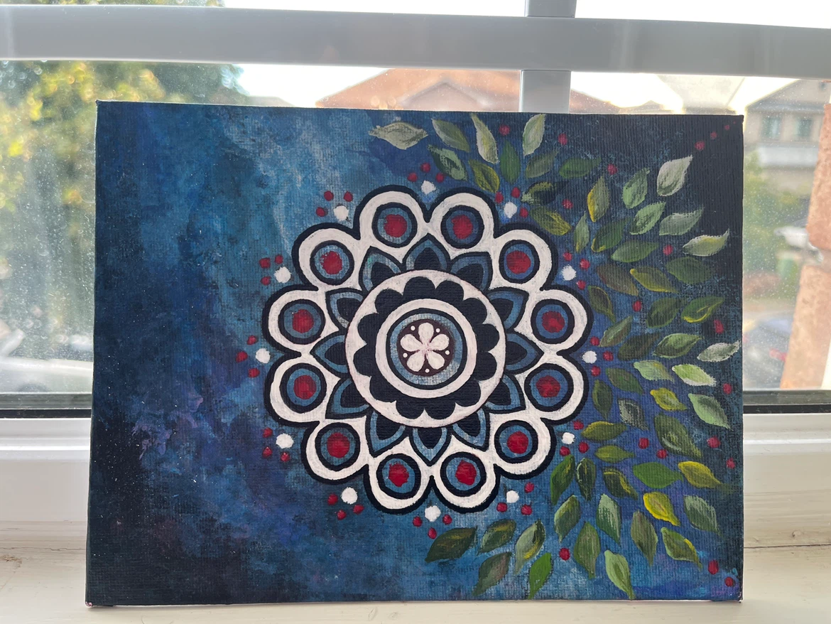 Hand-painted Mandala Canvas Art - photo 2
