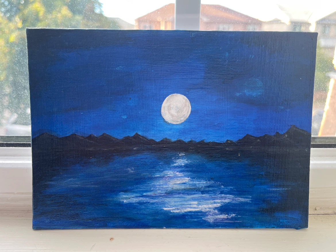 Hand-painted night landscape canvas