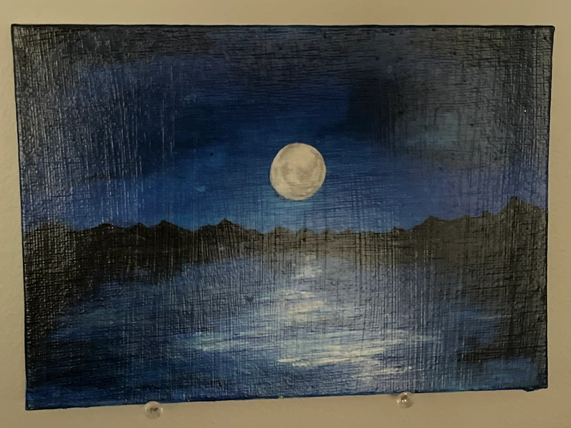 Hand-painted night landscape canvas - photo 2